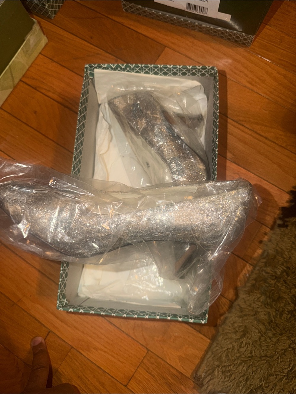 Zara Silver Glitter Shoe Decorative Accent